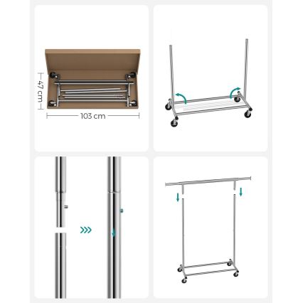 Mobilní stojanový věšák LINEA stříbrná