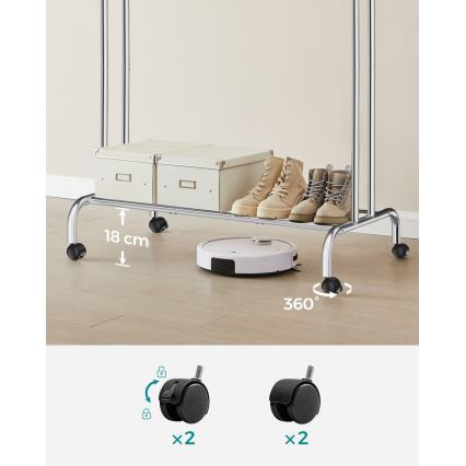 Mobilní stojanový věšák LINEA stříbrná