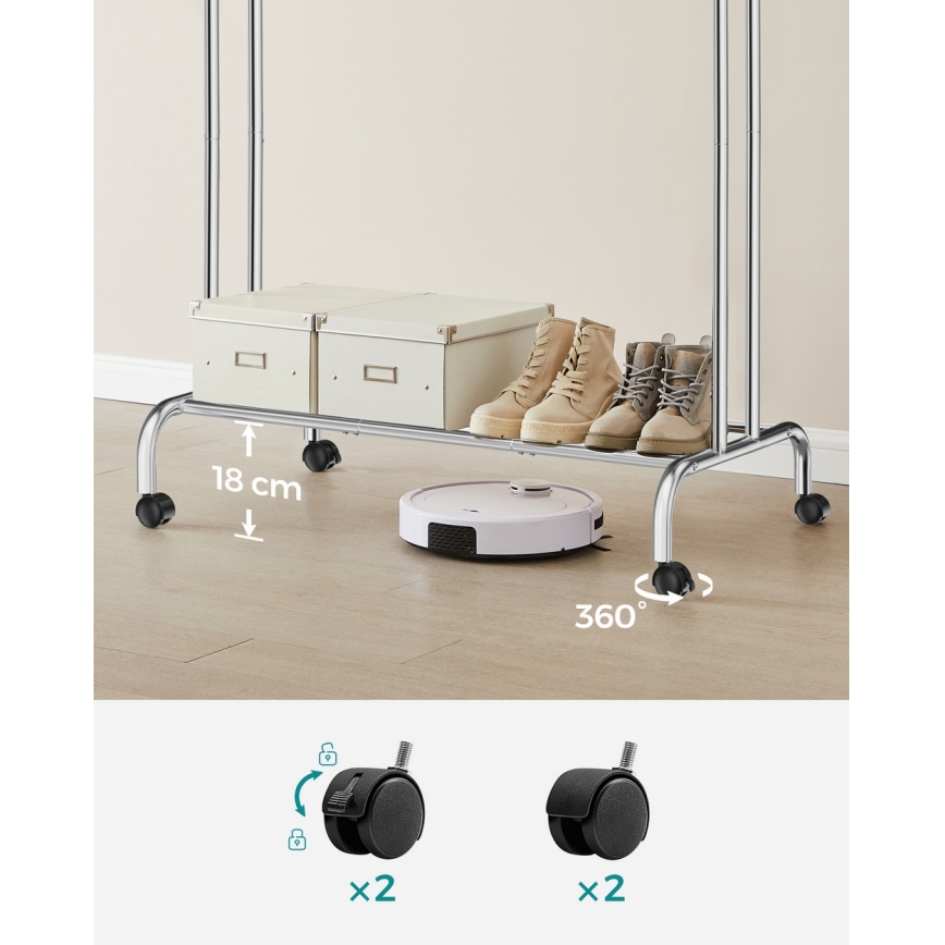 Mobilní stojanový věšák LINEA stříbrná