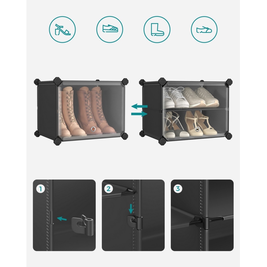 Modulární regál s přihrádkami BOXIFY černá