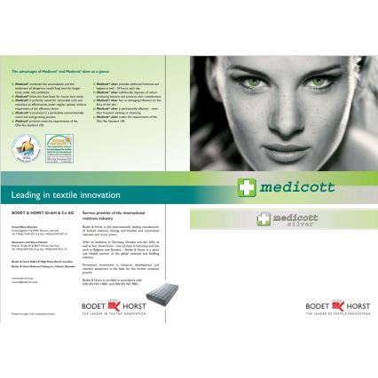 Monarch - Ortopedická podložka na matraci MONZA 90x200 cm potah Silver Medicott