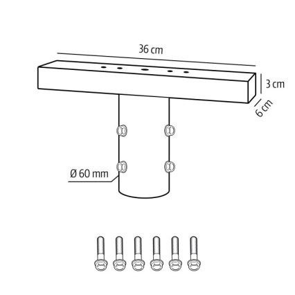 Montážní držák pro venkovní osvětlení BASE pr. 60 mm černá