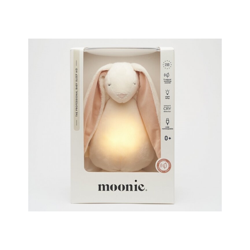Moonie - Usínáček s melodií a světlem 2.0 zajíček powder