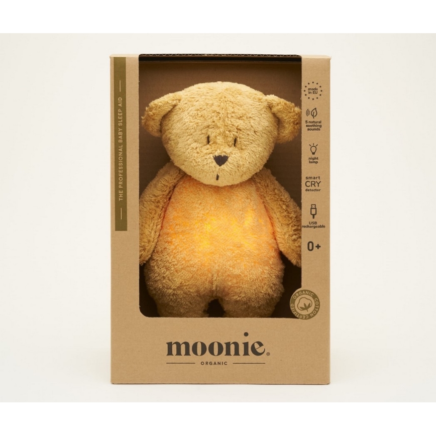 Moonie - Usínáček s melodií a světlem medvídek 2.0 organic honey