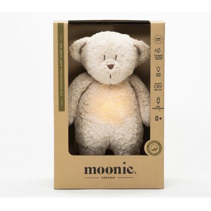 Moonie - Usínáček s melodií a světlem medvídek 2.0 organic sand