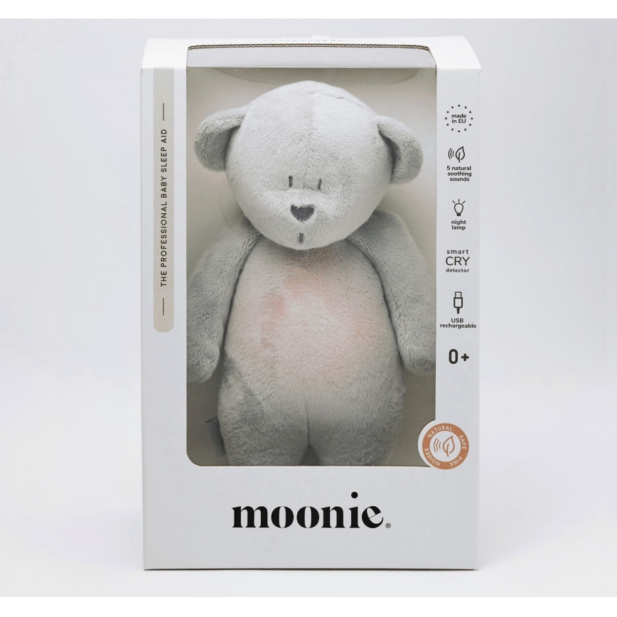 Moonie - Usínáček s melodií a světlem medvídek 2.0 silver