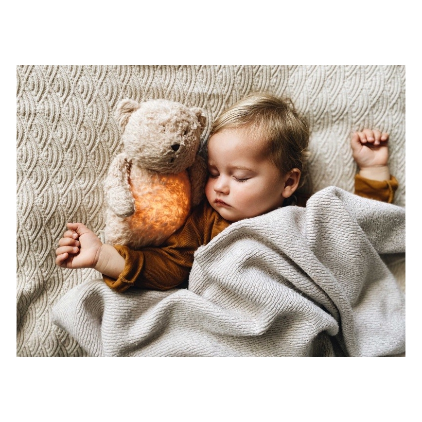 Moonie - Usínáček s melodií a světlem medvídek organic honey natur
