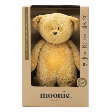 Moonie - Usínáček s melodií a světlem medvídek organic honey natur