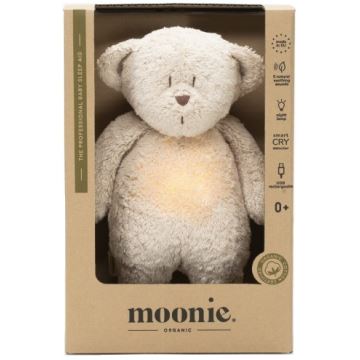 Moonie - Usínáček s melodií a světlem medvídek organic sand natur