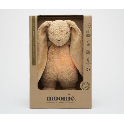 Moonie - Usínáček s melodií a světlem zajíček 2.0 organic cappuccino