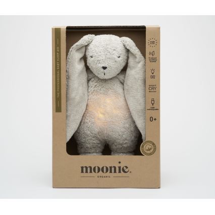 Moonie - Usínáček s melodií a světlem zajíček 2.0 organic grey