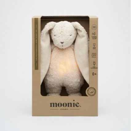 Moonie - Usínáček s melodií a světlem zajíček organic sand natur