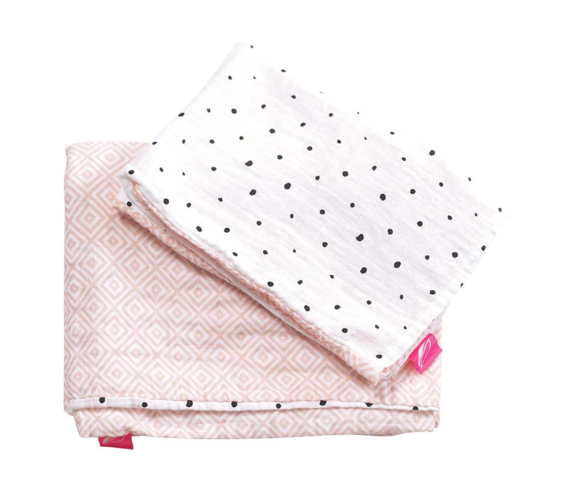 Motherhood MOTHERHOOD - Povlečení bavlněné mušelínové do postýlky Pro-Washed 2-dílné růžová AG0074
