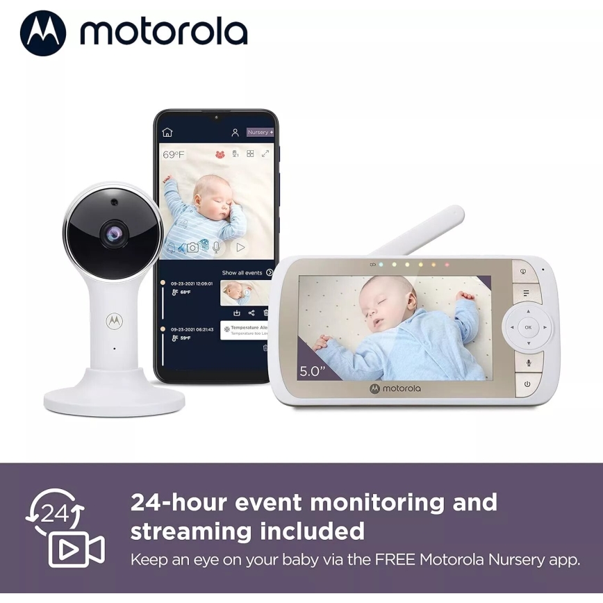 Motorola VM65X - Chytrá nabíjecí dětská chůvička Wi-Fi