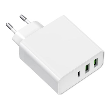 Nabíjecí adaptér 2xUSB-A + 1xUSB-C Power Delivery 65W/230V bílá