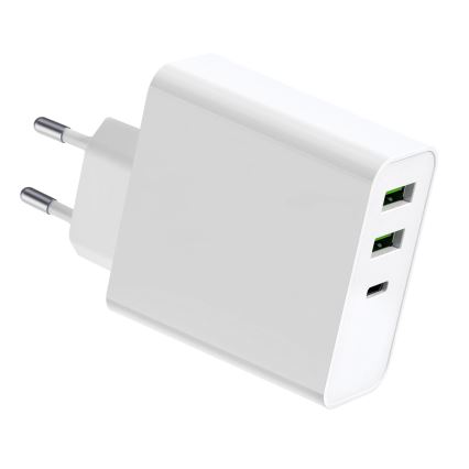 Nabíjecí adaptér 2xUSB-A + 1xUSB-C Power Delivery 65W/230V bílá