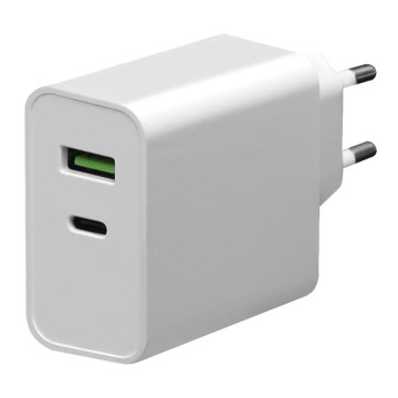 Nabíjecí adaptér USB-C Power Delivery + USB-A 45W/230V bílá