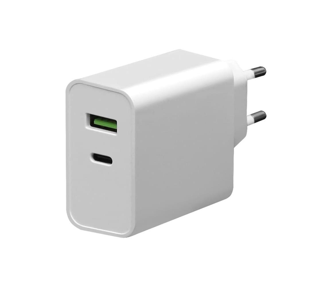 Platinet Nabíjecí adaptér USB-C Power Delivery + USB-A 45W/230V bílá PL0426