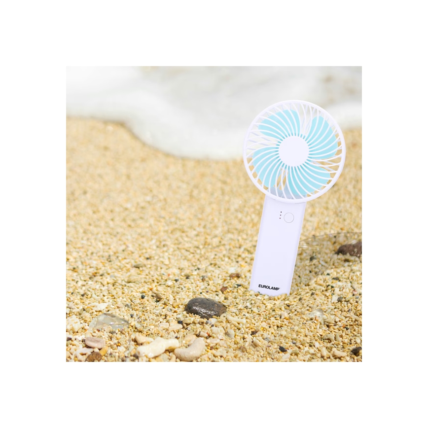 Nabíjecí kapesní ventilátor 4W/5V 1200 mAh bílá/modrá