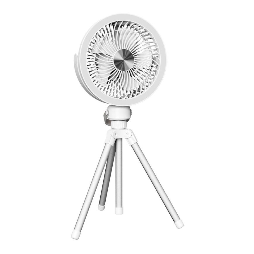 Nabíjecí stolní ventilátor s LED osvětlením 8W/3,7V 2400 mAh bílá