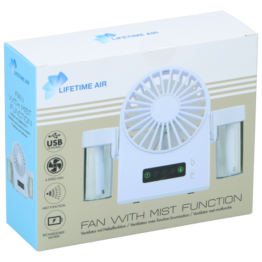 Nabíjecí stolní ventilátor s mlhovým efektem 3,7V 1200 mAh