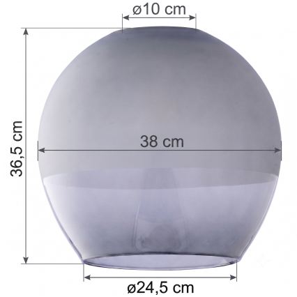 Náhradní sklo k lustru KULA E27 pr. 38 cm kouřová šedá