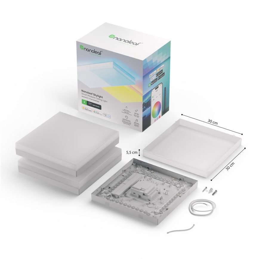 Nanoleaf - SADA 3x LED RGBW Stmívatelné stropní svítidlo SKYLIGHT 1xLED/18W/230V + 2xLED/16W/230V 2700-6500K Wi-Fi