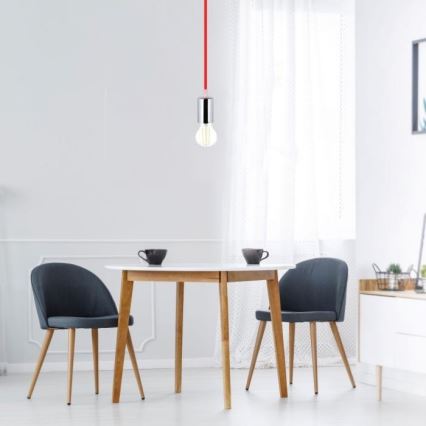 Napájecí kabel 1xE27/60W/230V červená/lesklý chrom