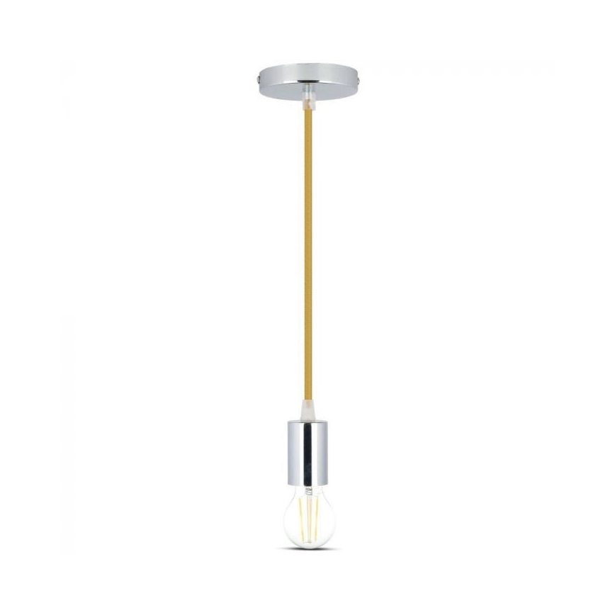 Napájecí kabel 1xE27/60W/230V hnědá/lesklý chrom