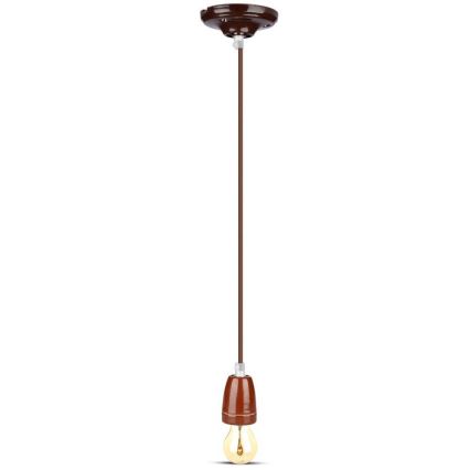 Napájecí kabel 1xE27/60W/230V hnědá/porcelán