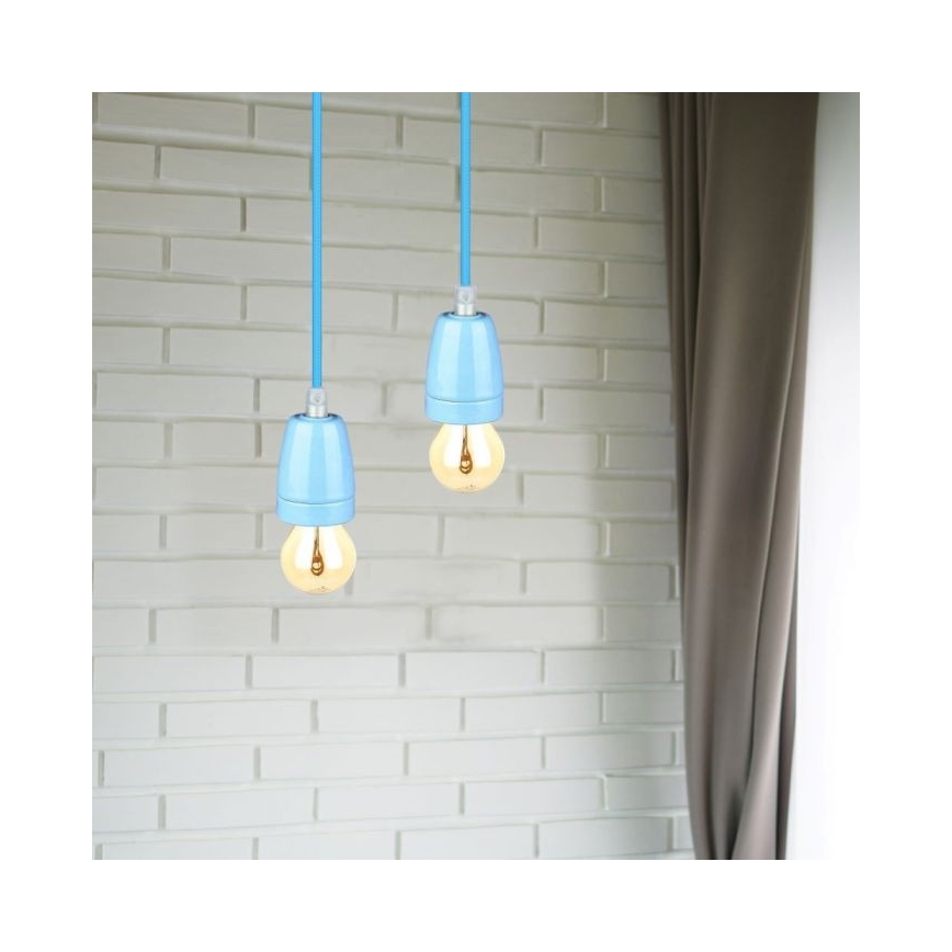 Napájecí kabel 1xE27/60W/230V modrá/porcelán