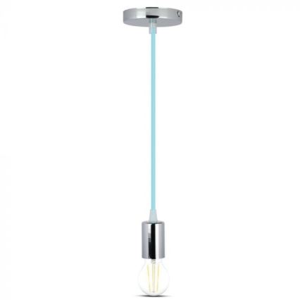 Napájecí kabel 1xE27/60W/230V světle modrá/lesklý chrom