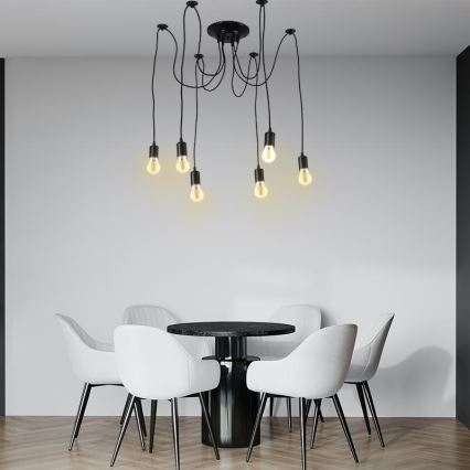 Napájecí kabel 6xE27/60W/230V pavouk černá