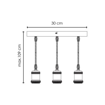 Napájecí kabel VINTAGE 3xE27/60W/230V matný chrom