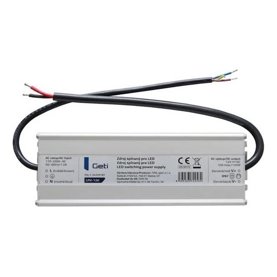 Napájecí zdroj spínaný pro LED pásky 120W/12V IP67