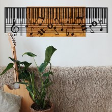 Nástěnná dekorace 100x30 cm klavír dřevo/kov