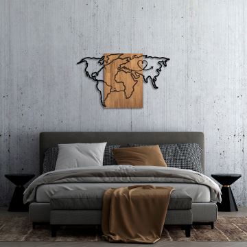Nástěnná dekorace 118x70 cm mapa dřevo/kov