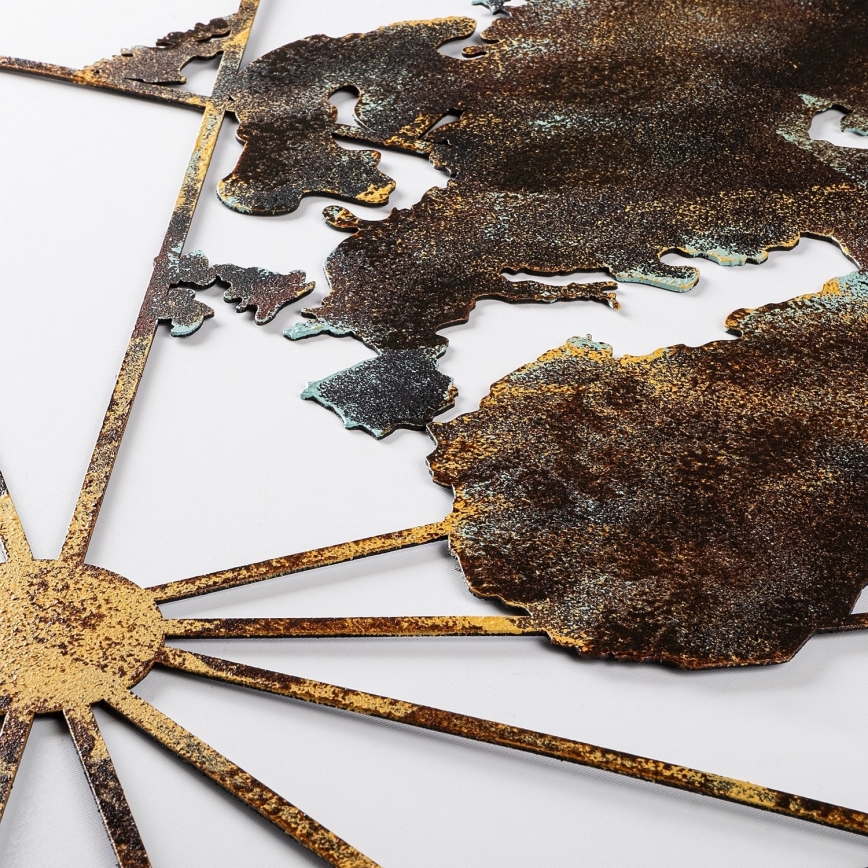 Nástěnná dekorace 120x60 cm mapa světa kov