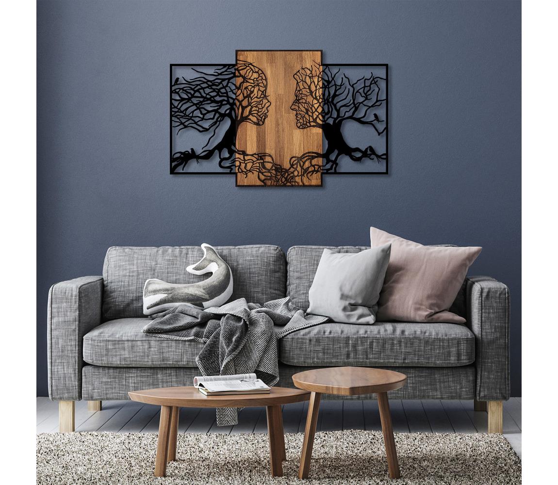  Nástěnná dekorace 125x79 cm stromy života dřevo/kov 