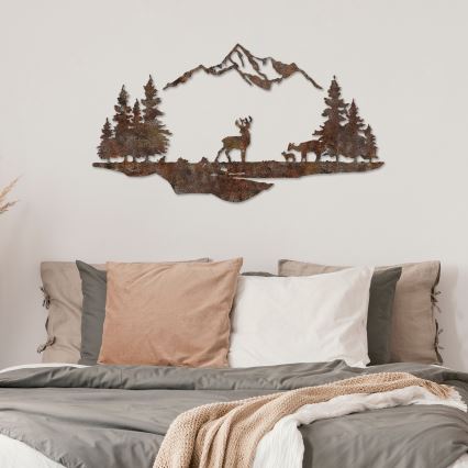 Nástěnná dekorace 2ks 70x38 cm jelen kov/hnědá