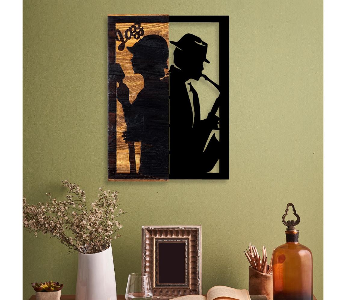  Nástěnná dekorace 32x50 cm jazz dřevo/kov 