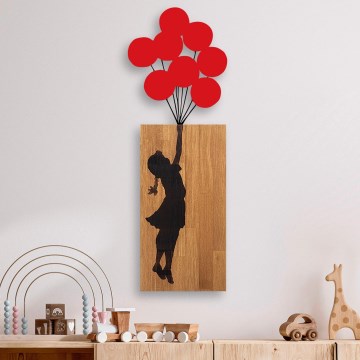 Nástěnná dekorace 34x99 cm dívka dřevo/kov