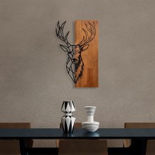 Nástěnná dekorace 36x58 cm jelen dřevo/kov