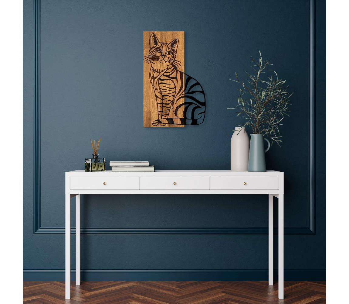 Asir Nástěnná dekorace 38x58 cm kočka dřevo/kov AS1690