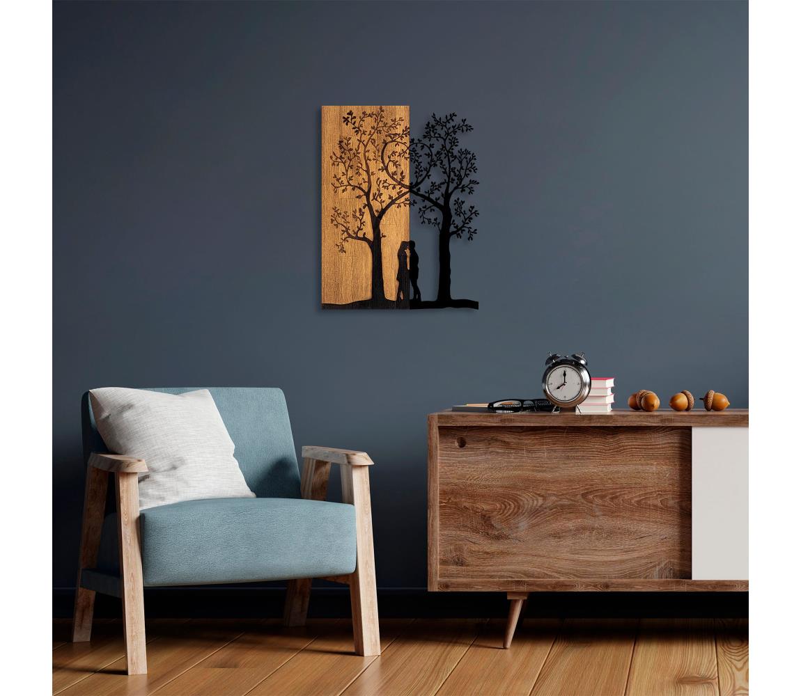 Asir Nástěnná dekorace 45x58 cm stromy dřevo/kov AS1649