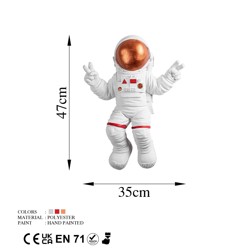 Nástěnná dekorace 47x35 cm astronaut měděná