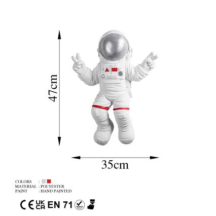Nástěnná dekorace 47x35 cm astronaut stříbrná