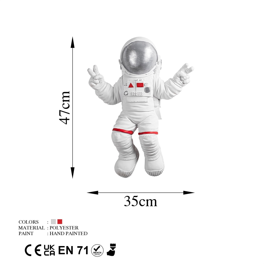 Nástěnná dekorace 47x35 cm astronaut stříbrná