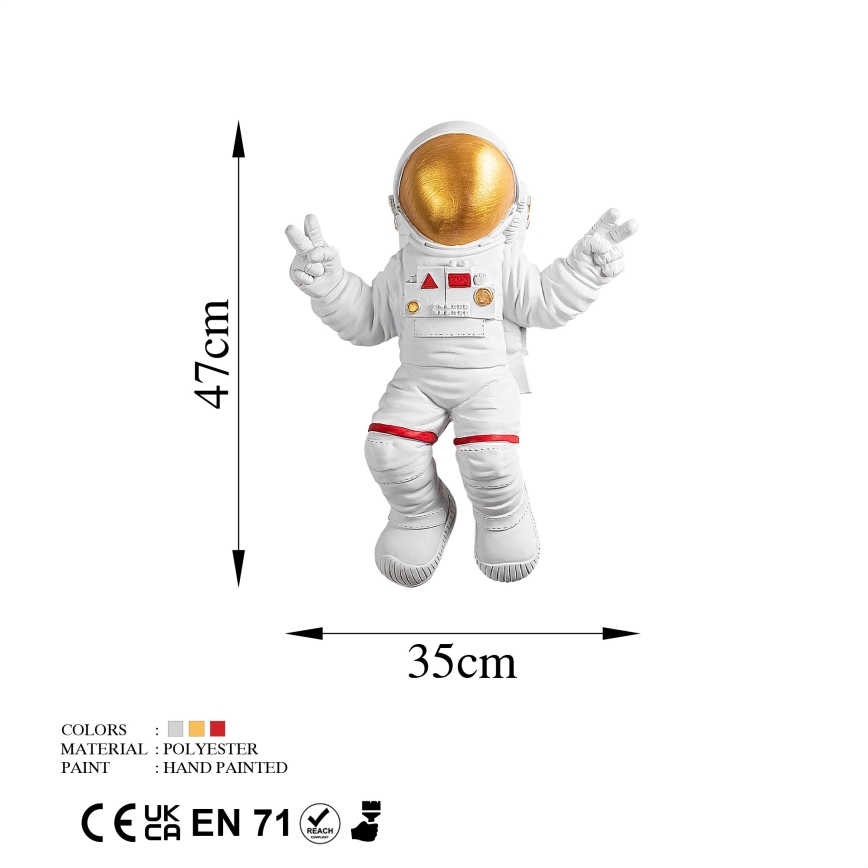 Nástěnná dekorace 47x35 cm astronaut zlatá