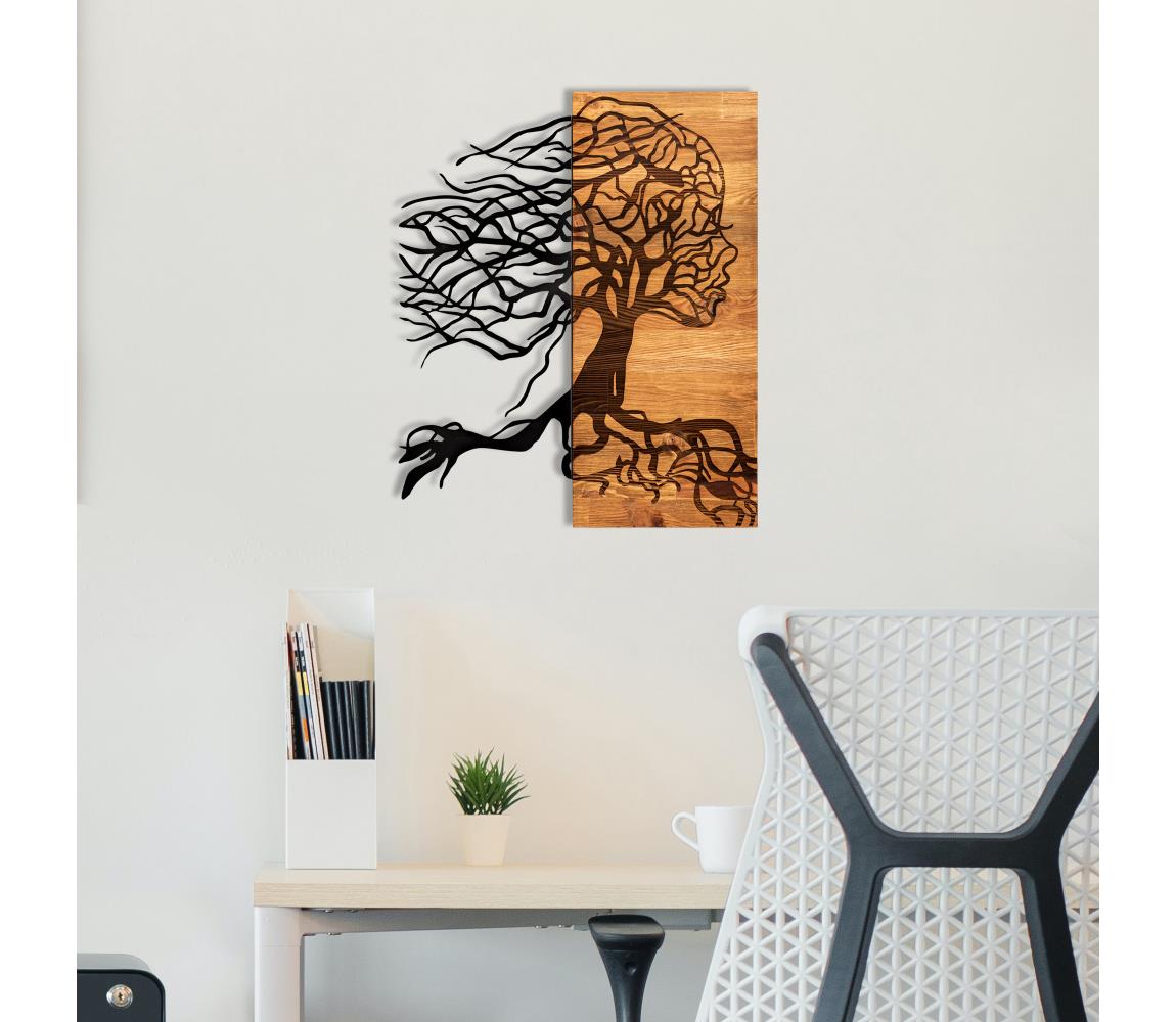  Nástěnná dekorace 47x58 cm strom života dřevo/kov 